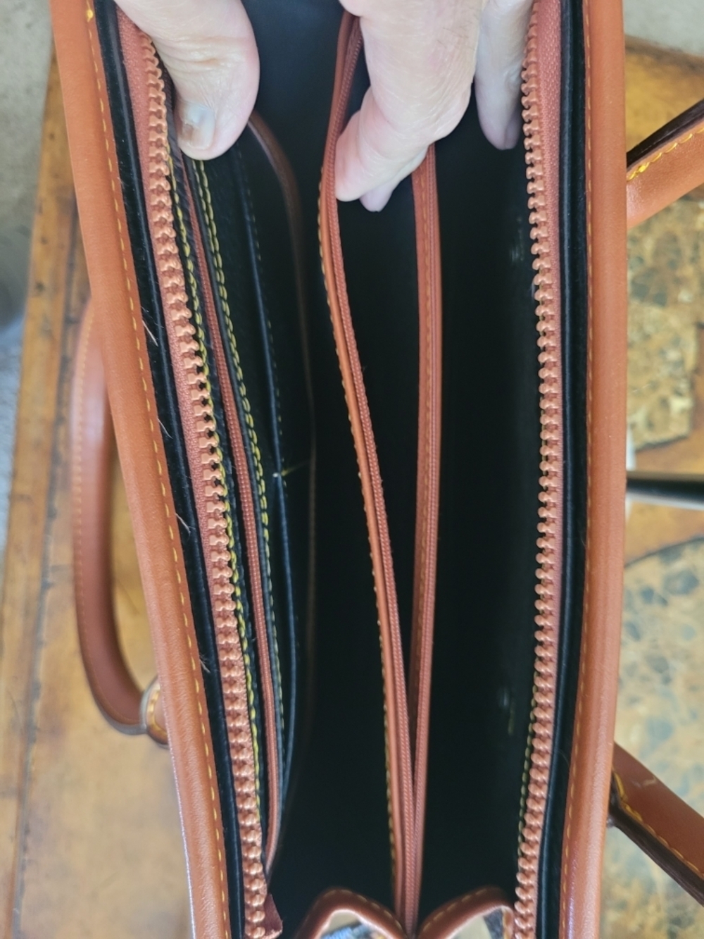 Dooney & Bourke Black and Brown Pebbled Leather Satchel - Picture 6 of 8